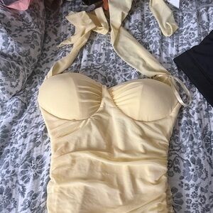 Windsor Yellow mini halter dress